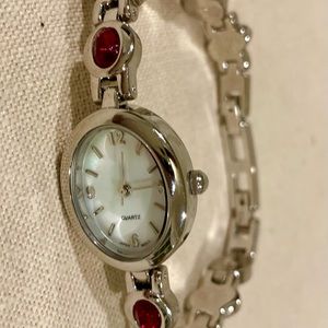 Silver ruby DIAMOND COCKTAIL DRESS WATCH